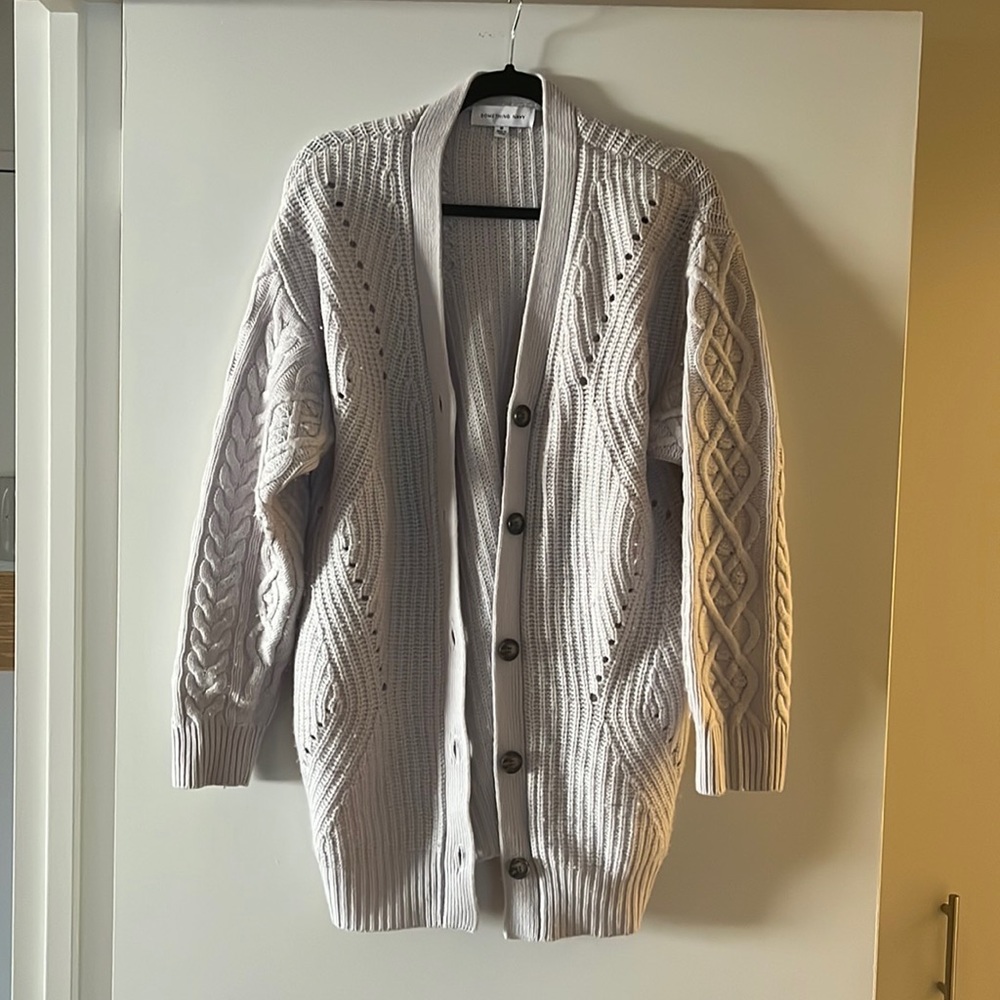 Something Navy oversized cable knit cardigan
